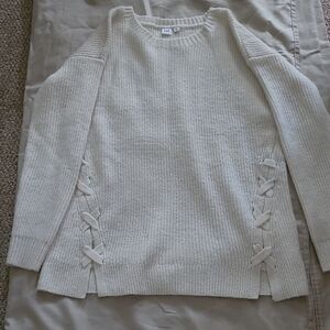 GAP Women's Cream Sweater with Side Lace Details